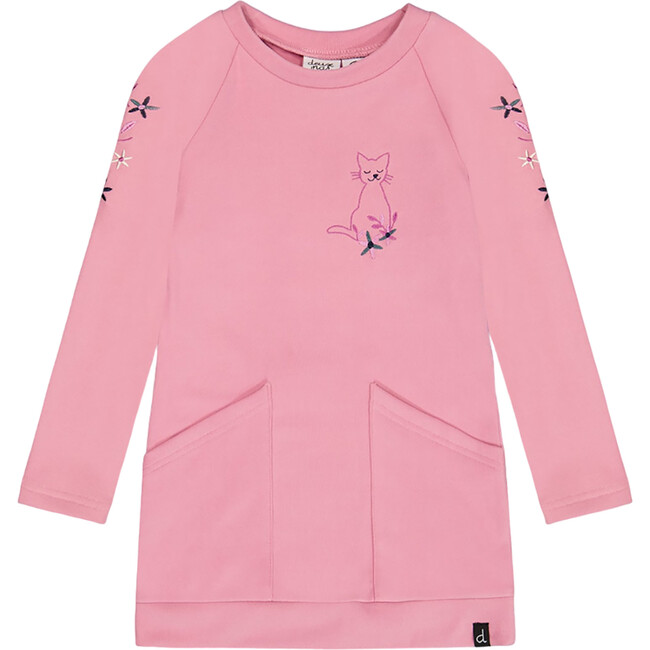 Graphic Pring Raglan Sleeve Front Pocket Tunic, Pink