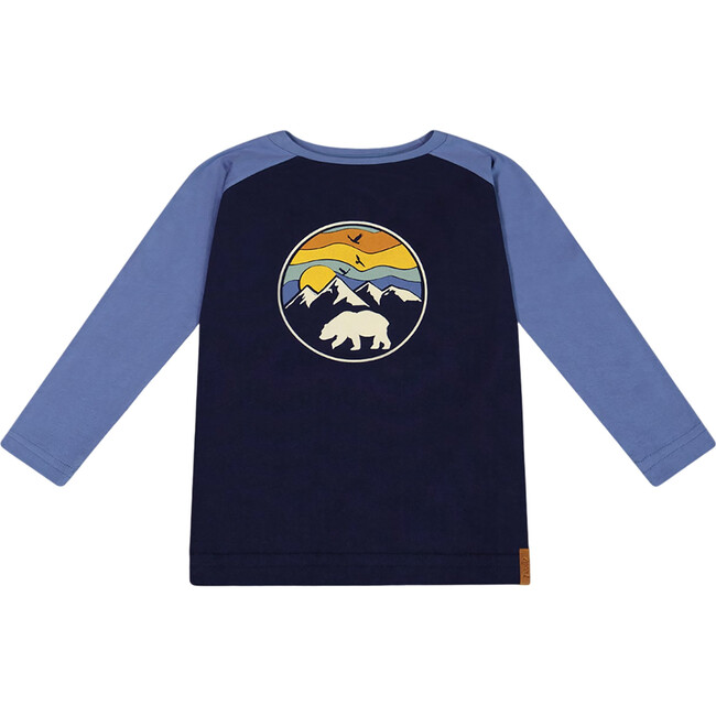 Graphic Print Long Raglan Sleeve T-Shirt, Navy