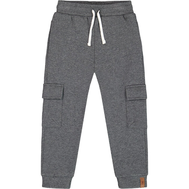 Fleece Sweatpants With Cargo Pockets, Dark Gray