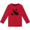 Graphic Moose Print Long Sleeve T-Shirt, Red - T-Shirts - 1 - thumbnail