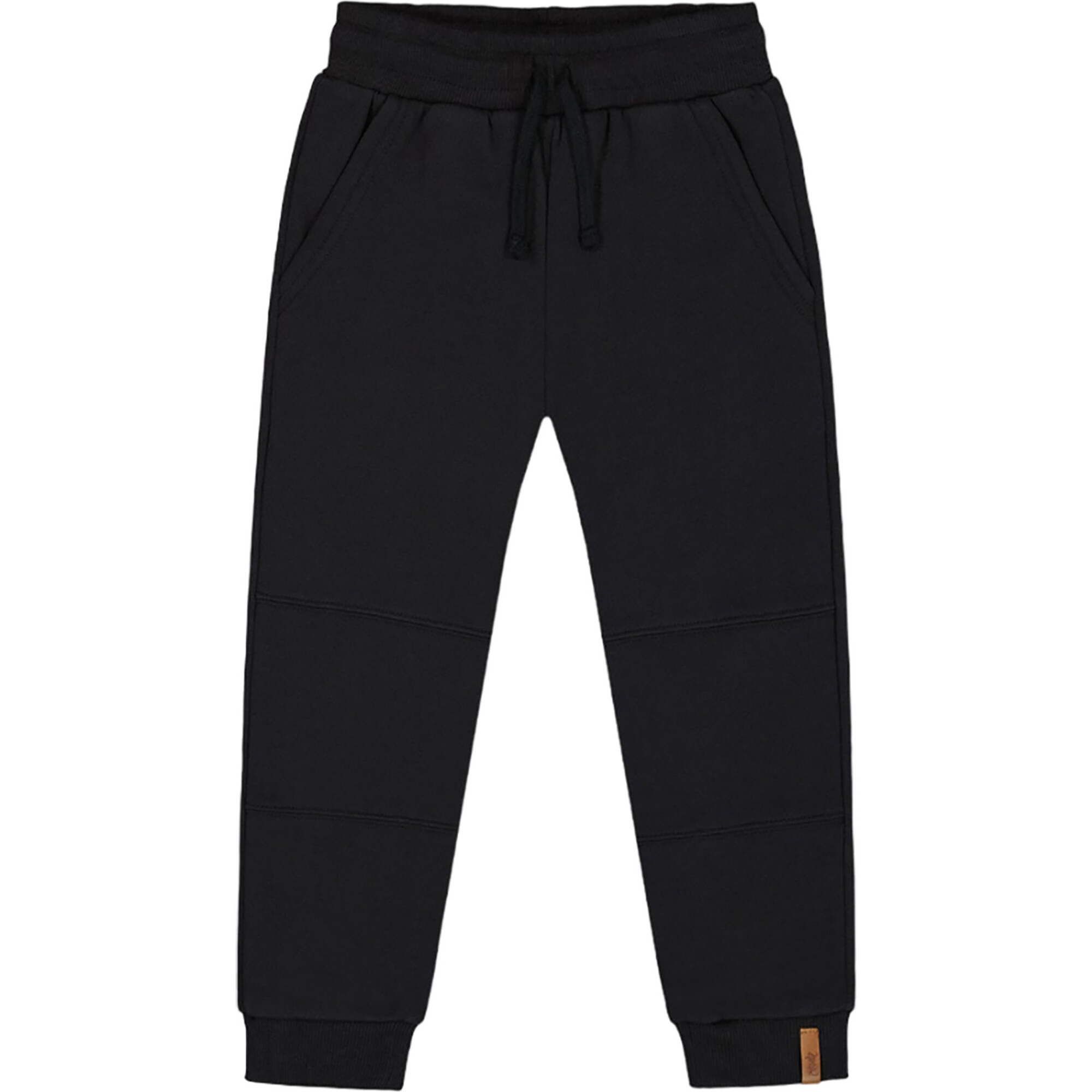 Fleece Cuffed Ankle Drawstring Sweatpants, Black - Sweatpants - 1