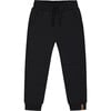 Fleece Cuffed Ankle Drawstring Sweatpants, Black - Sweatpants - 1 - thumbnail