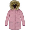 Faux Fur Hooded Puffy Long Coat, Vintage Purple - Jackets - 1 - thumbnail