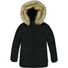 Faux Fur Hooded Puffy Long Coat, Black - Jackets - 1 - thumbnail