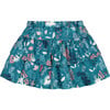 Fairy Unicorn Print Flare Viscose Skirt, Turquoise - Skirts - 1 - thumbnail