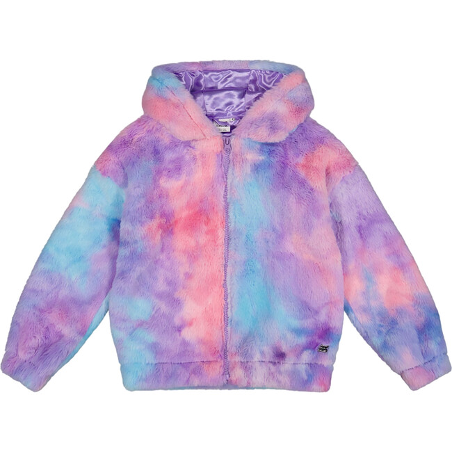 Faux Fur Hooded Cardigan, Multicolor