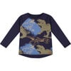 Dinosaures Print Raglan Sleeve T-Shirt With, Navy - T-Shirts - 1 - thumbnail