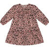 Flowers Print Long Sleeve Tiered Fril Dress, Pink & Leopard - Dresses - 1 - thumbnail