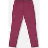 Flowers Print Stretch Leggings, Burgundy - Leggings - 4