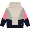 Color-Block Hooded Sweatshirt, Beige, Navy & Pink - Sweatshirts - 1 - thumbnail