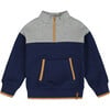 Color-Block Quilt Half-Zip Top, Blue & Gray - Sweatshirts - 1 - thumbnail