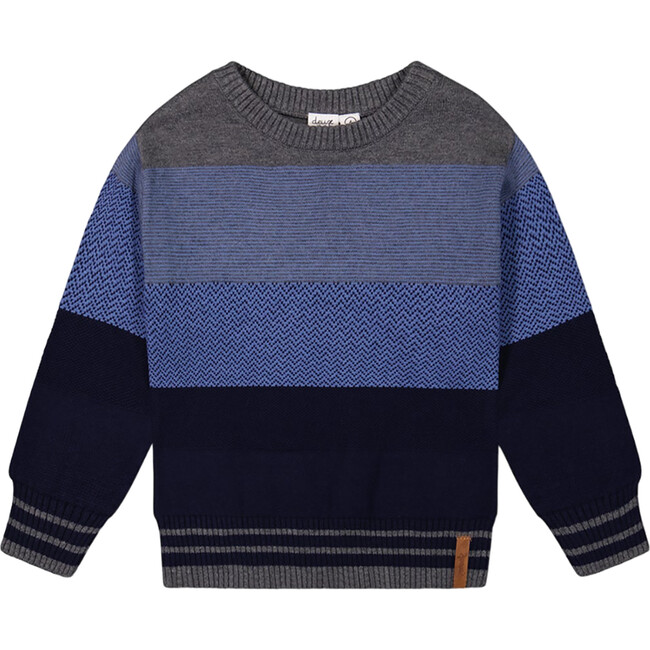 Color-Block Ribbed Hem Sweater, Blue Gradient