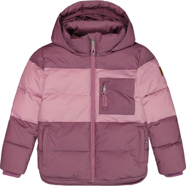 Color-Block Hooded Puffy Jacket, Lilac & Purple