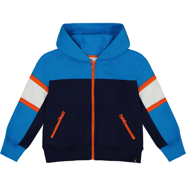 Color-Block Full Zip Hooded Fleece, Navy