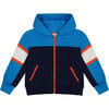 Color-Block Full Zip Hooded Fleece, Navy - Sweatshirts - 1 - thumbnail