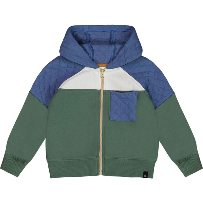 Color-Block Full Zip Hooded Fleece, Forest Green