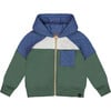 Color-Block Full Zip Hooded Fleece, Forest Green - Sweatshirts - 1 - thumbnail