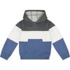 Color-Block Hooded Fleece Sweatshirt, Gray, White & Blue - Sweatshirts - 1 - thumbnail