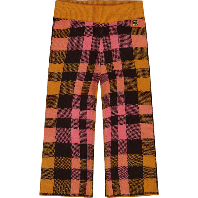 Cropped Wide Leg Pant, Plaid Magenta & Brown