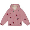 Crown Pattern Raglan Sleeve Half-Zip Plush Hoodie, Mauve - Sweatshirts - 1 - thumbnail