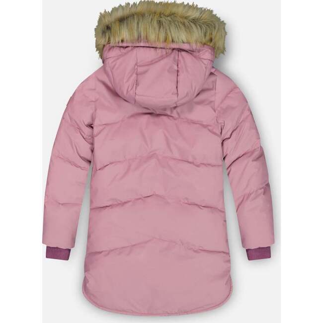 Faux Fur Hooded Puffy Long Coat, Vintage Purple - Jackets - 5
