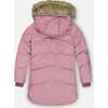 Faux Fur Hooded Puffy Long Coat, Vintage Purple - Jackets - 5