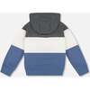 Color-Block Hooded Fleece Sweatshirt, Gray, White & Blue - Sweatshirts - 3