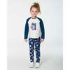 Cat Print Contrast Raglan Sleeve Baseball Top, Blue - T-Shirts - 2