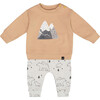 Bears Print Organic Cotton Top & Pant Set, Sand - Mixed Apparel Set - 1 - thumbnail