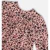 Flowers Print Long Sleeve Tiered Fril Dress, Pink & Leopard - Dresses - 4