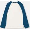 Cat Print Contrast Raglan Sleeve Baseball Top, Blue - T-Shirts - 3
