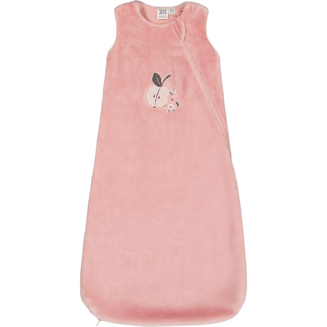 Apple Embroidered Plush Sleeveless Sleep Sack, Light Pink