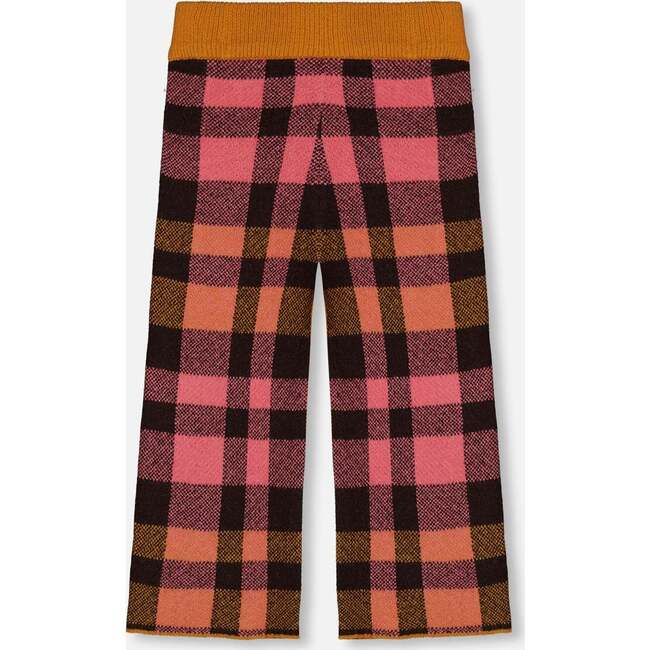 Cropped Wide Leg Pant, Plaid Magenta & Brown - Pants - 4