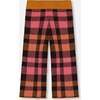 Cropped Wide Leg Pant, Plaid Magenta & Brown - Pants - 4