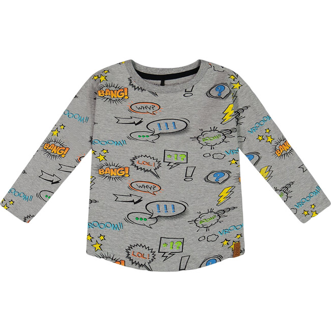 All-Over Print Long Sleeve T-Shirt, Gray Mix