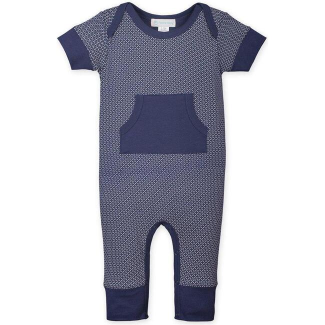 Kangaroo Romper, Tiny Geo on Indigo - Rompers - 1