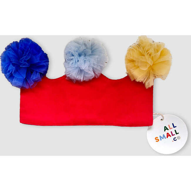 Pom Pom Crown Headband, Red & Multicolors