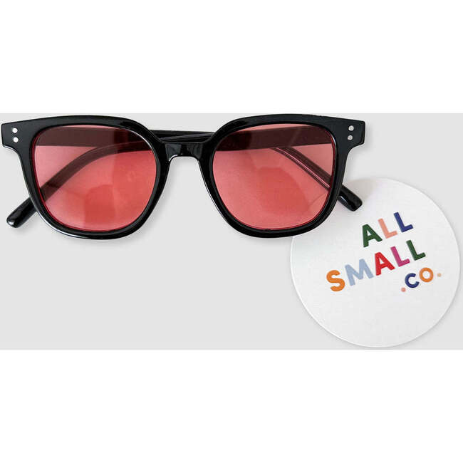 Y2K Square Frame Colored Sunglasses, Black & Rose