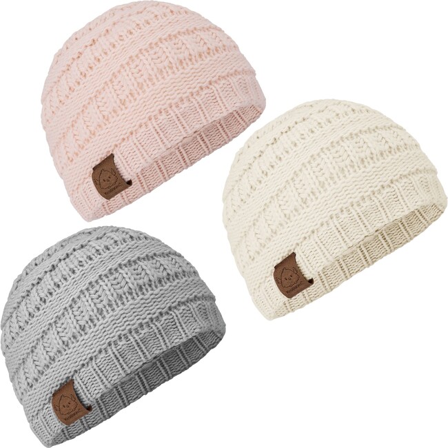 Baby's Warmzy Beanies, Sweet Pink (Pack Of 3)