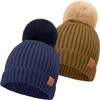 Baby's Pom Knitted Beanie, Blast (Pack Of 2) - Hats - 1 - thumbnail