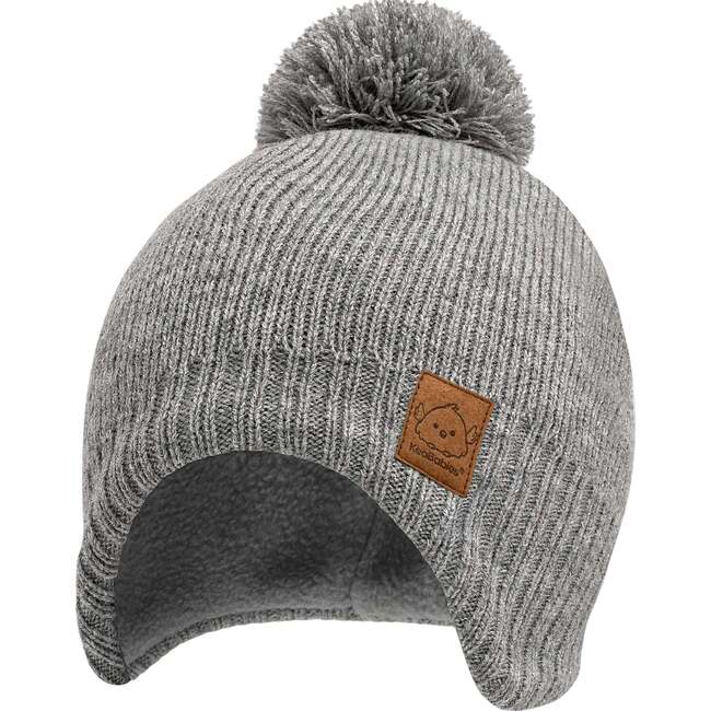 Baby's Muff Knitted Beanie, Gray