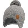 Baby's Muff Knitted Beanie, Gray - Hats - 1 - thumbnail