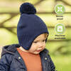 Baby's Muff Knitted Beanie, Navy - Hats - 6