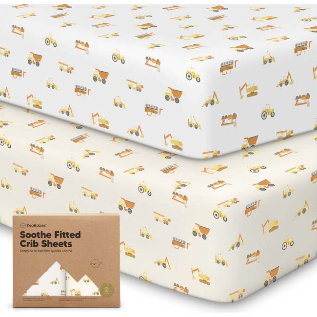 Soothe Fitted Crib Sheet, Construction (Pack Of 2)