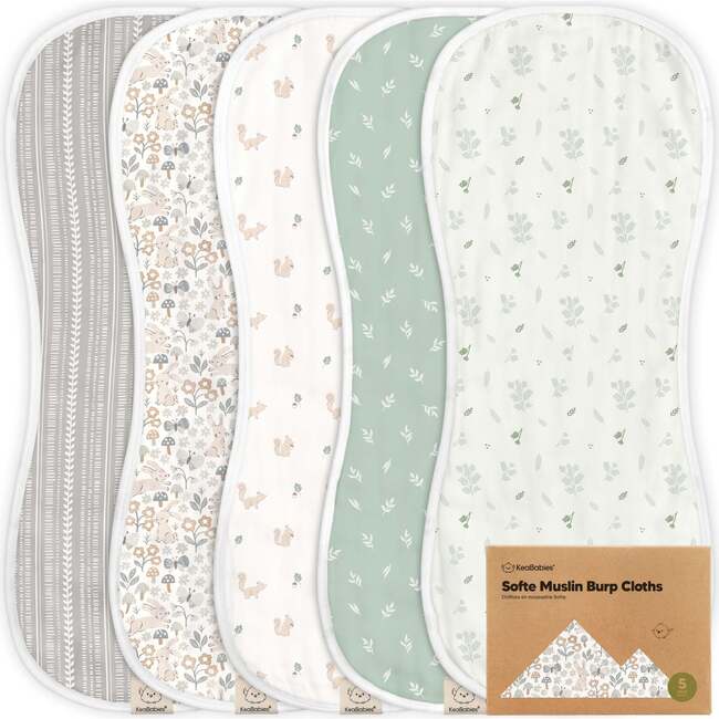 Softe Muslin Burp Cloths, Prairie (Pack Of 5)