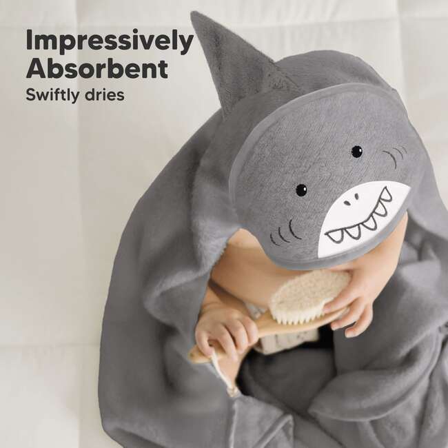 Baby's Cuddle Organic Hooded Towel, Shark - Bath Accessories - 5