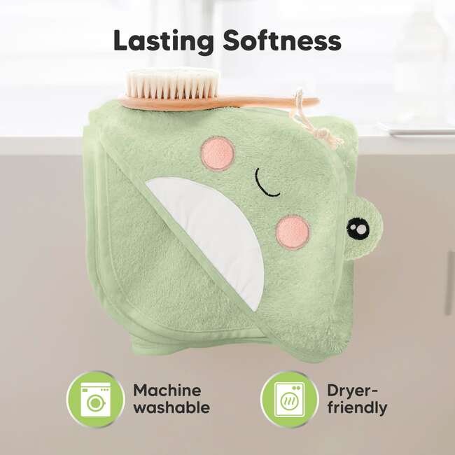 Baby's Cuddle Organic Hooded Towel, Frog - Bath Accessories - 6
