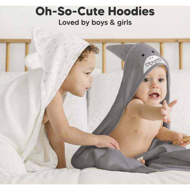 Baby's Cuddle Organic Hooded Towel, Shark - Bath Accessories - 7