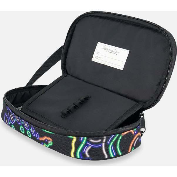 Neon Dino Print Pencil Case, Black - School Supplies - 4
