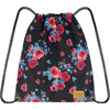 Girls Roses Print Cinched Top Drawstring Bag, Black - Bags - 1 - thumbnail